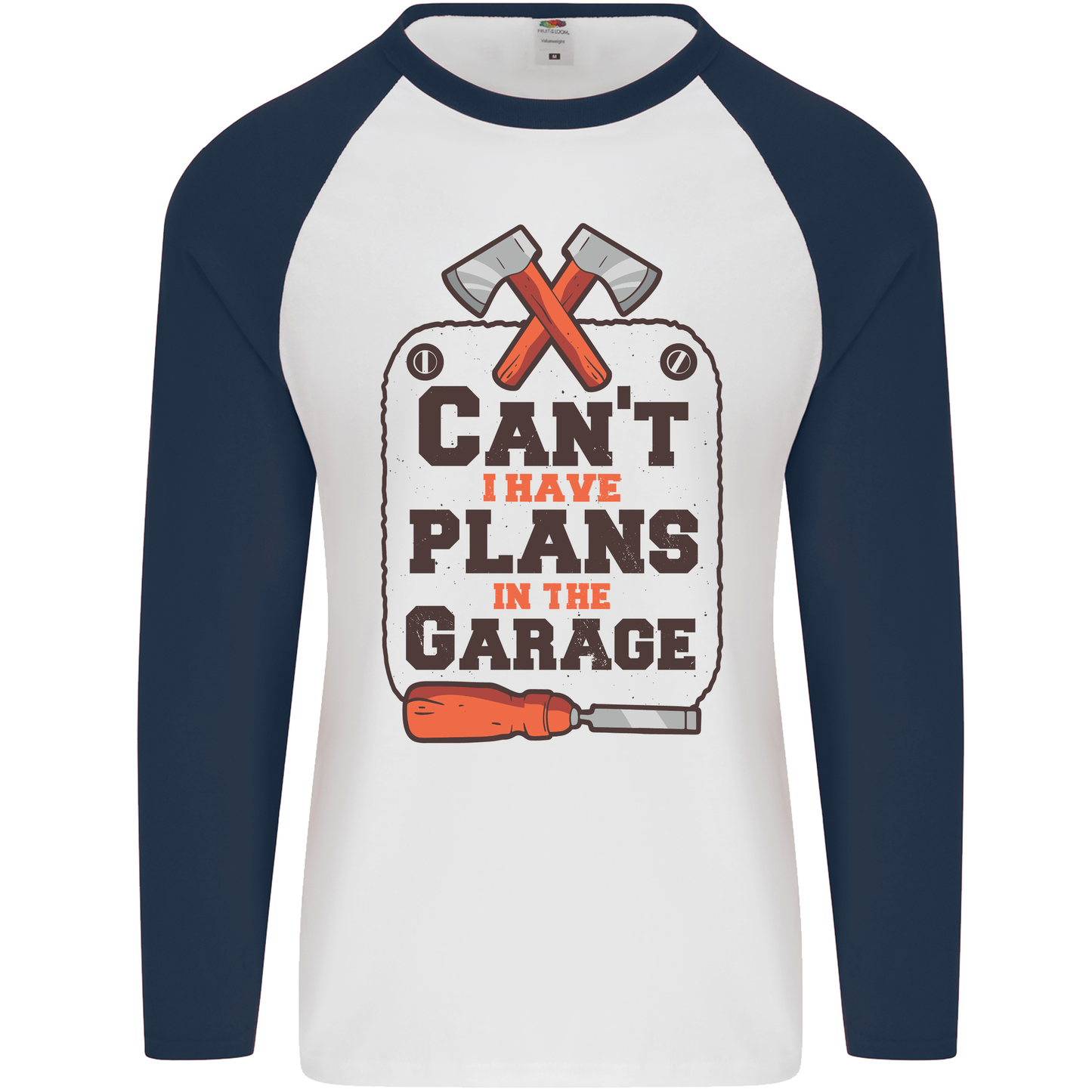 Plans In the Garage Carpentry DIY Tradesman Mens L/S Baseball T-Shirt