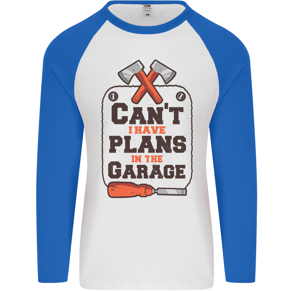 Plans In the Garage Carpentry DIY Tradesman Mens L/S Baseball T-Shirt