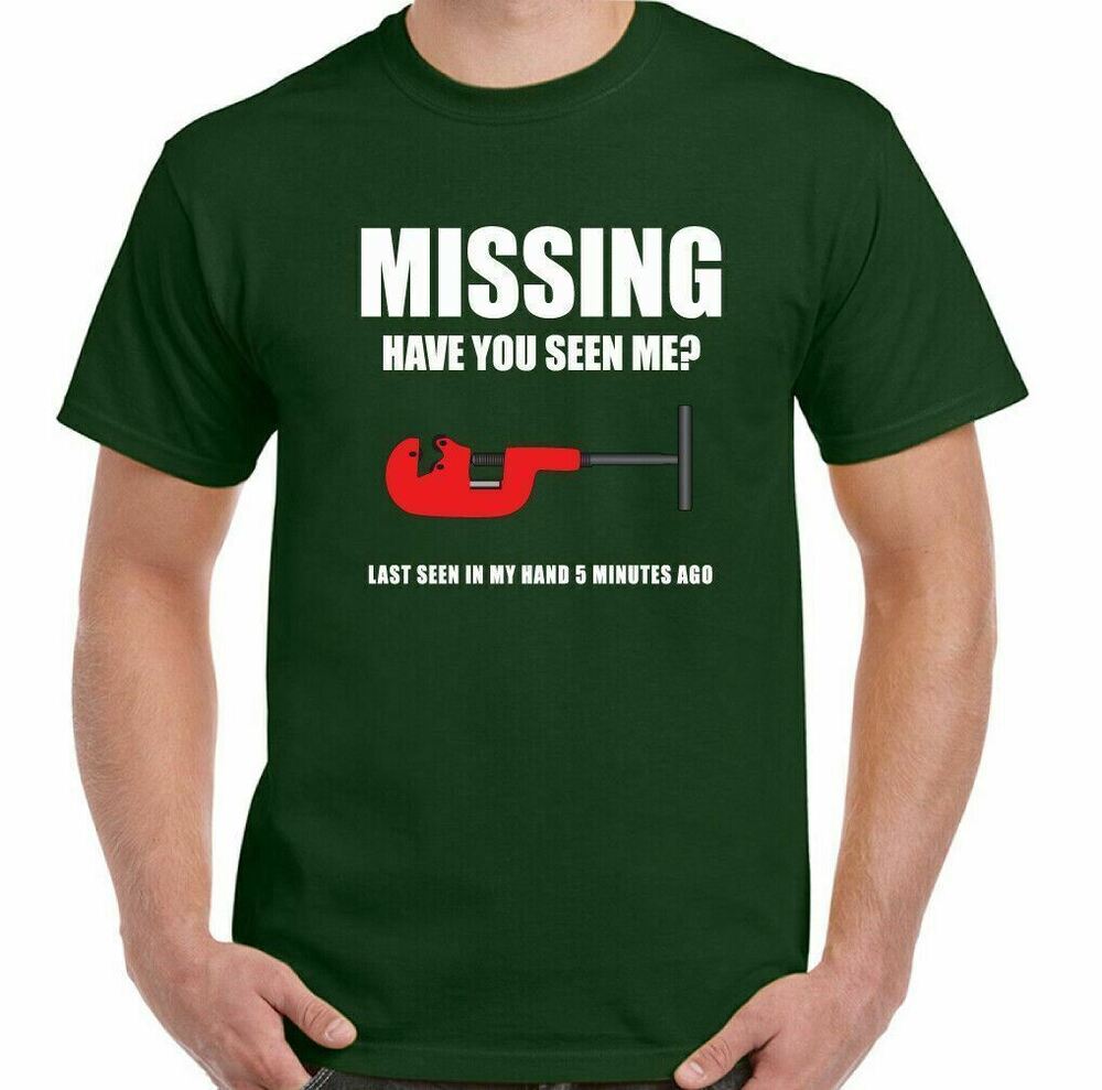 MISSING PIPE CUTTER T-SHIRT Funny DIY Tradesman Plumber Heating Engineer Tee Top