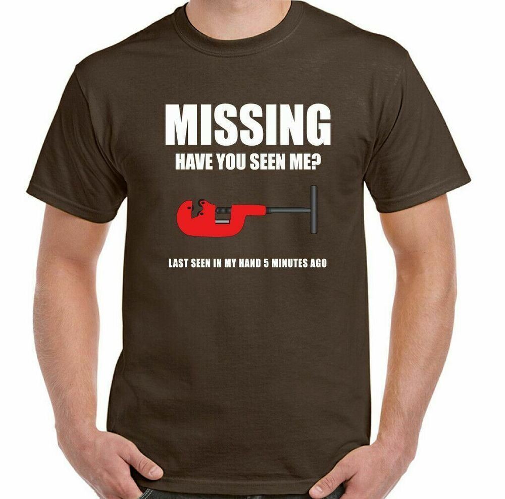 MISSING PIPE CUTTER T-SHIRT Funny DIY Tradesman Plumber Heating Engineer Tee Top