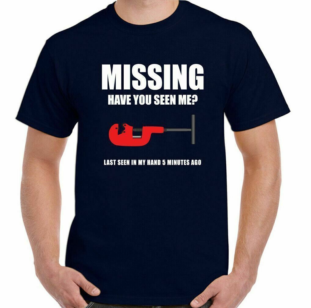 MISSING PIPE CUTTER T-SHIRT Funny DIY Tradesman Plumber Heating Engineer Tee Top