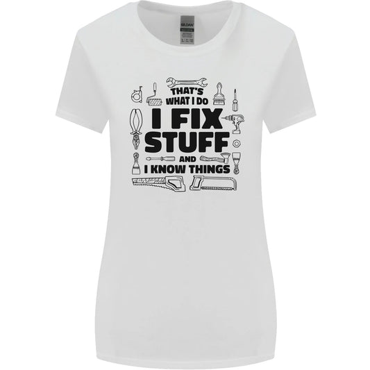 I Fix Stuff Funny Handyman Tradesman DIY Womens Wider Cut T-Shirt