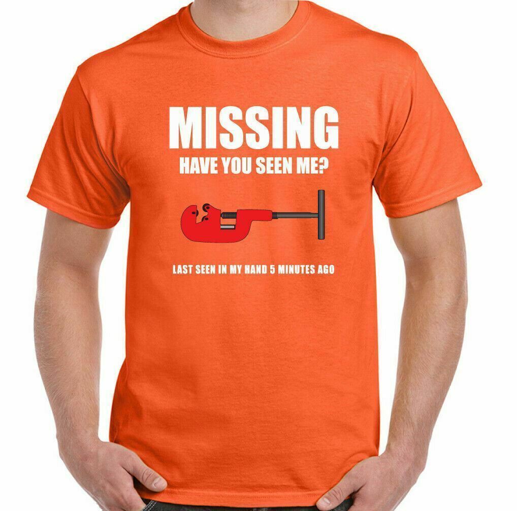 MISSING PIPE CUTTER T-SHIRT Funny DIY Tradesman Plumber Heating Engineer Tee Top