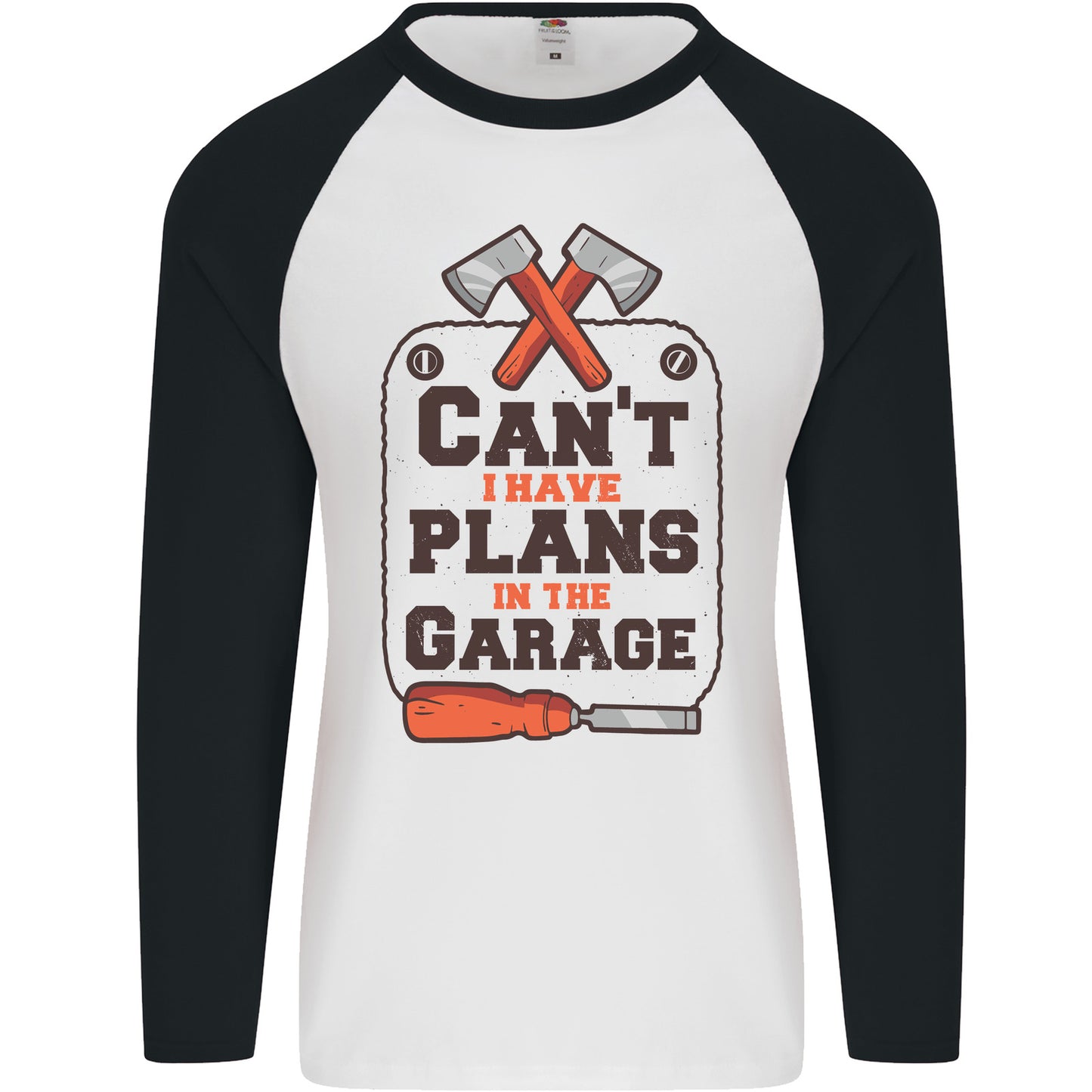 Plans In the Garage Carpentry DIY Tradesman Mens L/S Baseball T-Shirt