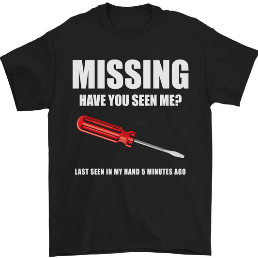 Missing Screwdriver Funny Carpenter DIY Mens T-Shirt 100% Cotton